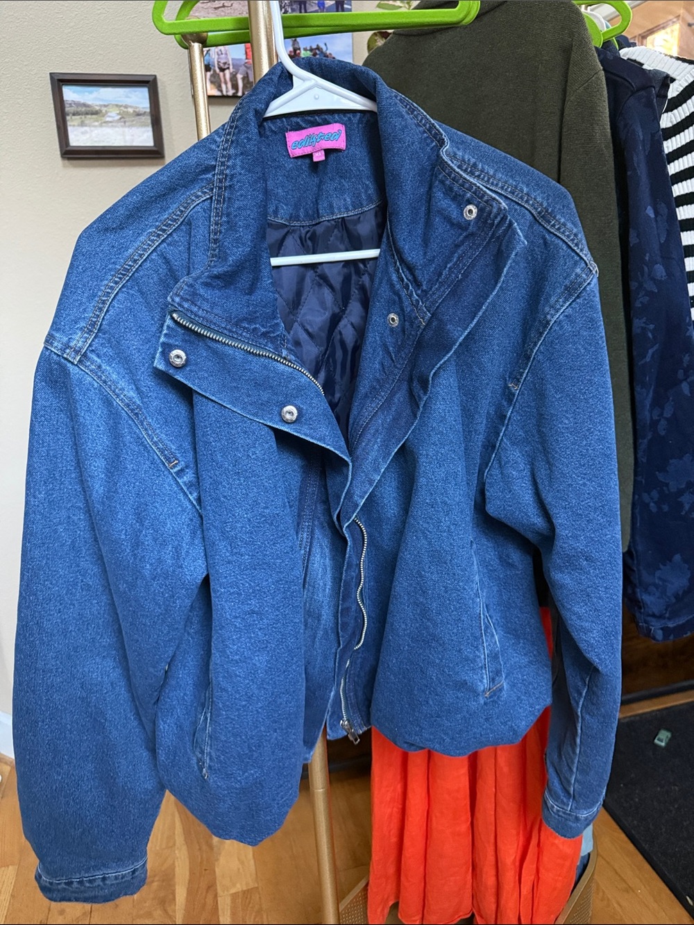Edikted Blue Denim Bomber Jacket - Women